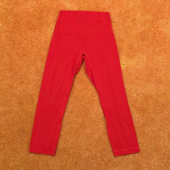 Like New Lululemon Align Crop 21" High-Rise Leggings Dark Red Nulu Yoga Pants 4 - Picture 2 of 8